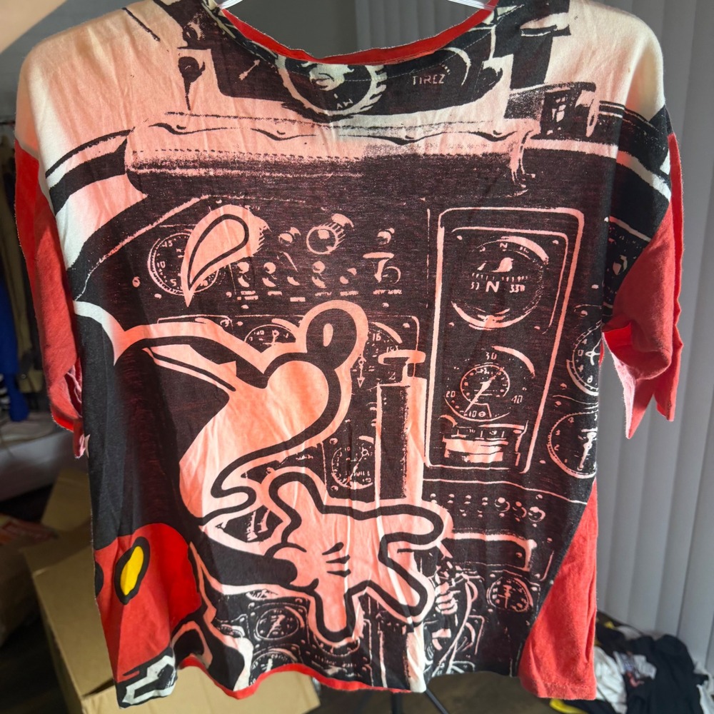 VTG 80s 90s Disney J.G. Hook Unique Mickey Airplane Grunge Graphic Shirt M